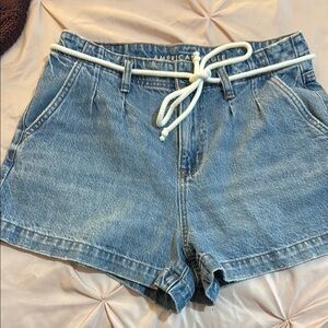 American Eagle Outfitters Blue and White Jean Shorts Relaxed Fit